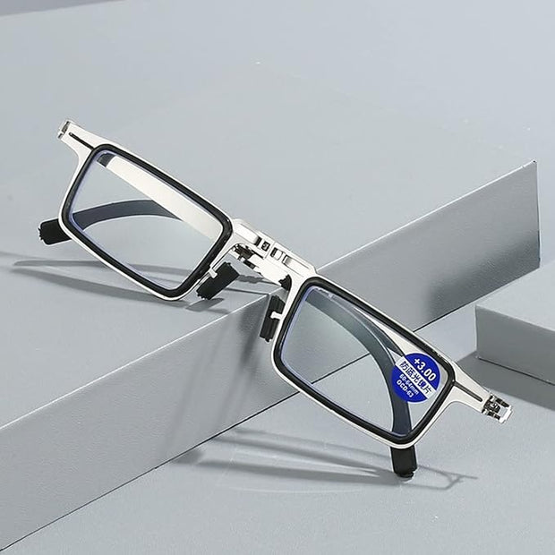 Folding Reading Glasses – Portable Pocket Readers for Men & Women | Blue Light Blocking, Rimless, Foldable Compact Design with Magnetic Protective Case