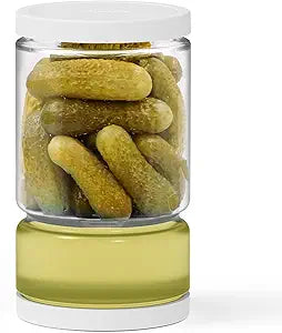 Glass Pickle Jar with Flip Filter Lid Storage with Brine Separator & Timer
