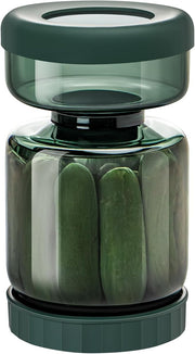Glass Pickle Jar with Flip Filter Lid Storage with Brine Separator & Timer