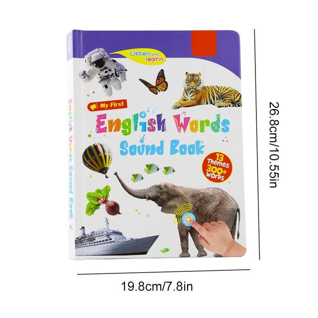 Interactive English Learning Talking Book for Kids | 300+ Words Audio Sound Book | Early Educational Musical Toy for Toddlers Ages 3-6 | Touch & Learn with American Accent Audio