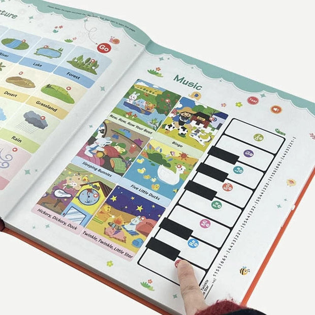 Interactive English Learning Talking Book for Kids | 300+ Words Audio Sound Book | Early Educational Musical Toy for Toddlers Ages 3-6 | Touch & Learn with American Accent Audio