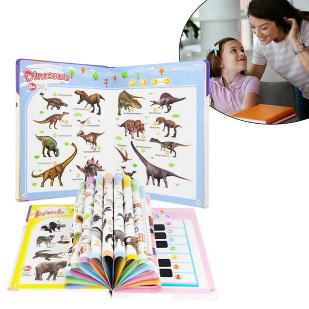 Interactive English Learning Talking Book for Kids | 300+ Words Audio Sound Book | Early Educational Musical Toy for Toddlers Ages 3-6 | Touch & Learn with American Accent Audio